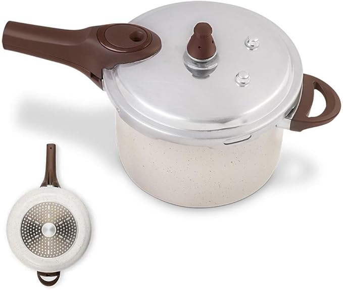 Panela de pressão Brinox Ceramic Life Pressure 6,8L fundo de indução vanilla